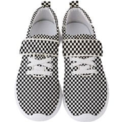 Black And White Checkerboard Background Board Checker Men s Velcro Strap Shoes by Hannah976