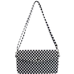 Black And White Checkerboard Background Board Checker Removable Strap Clutch Bag by Hannah976