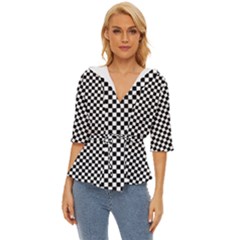 Black And White Checkerboard Background Board Checker Lightweight Drawstring Hooded Top by Hannah976