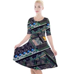 Computer Ram Tech - Quarter Sleeve A-line Dress by Hannah976