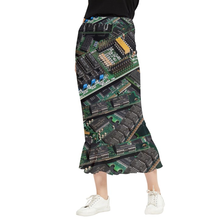 Computer Ram Tech - Maxi Fishtail Chiffon Skirt