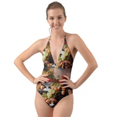 Abundance Of Fruit Severin Roesen Halter Cut-out One Piece Swimsuit by Hannah976