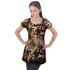 Abundance Of Fruit Severin Roesen Puff Sleeve Tunic Top by Hannah976