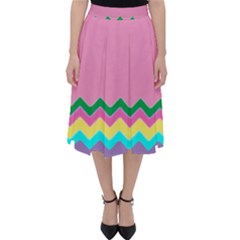 Easter Chevron Pattern Stripes Classic Midi Skirt