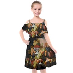 Abundance Of Fruit Severin Roesen Kids  Cut Out Shoulders Chiffon Dress by Hannah976