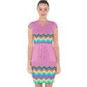 Easter Chevron Pattern Stripes Capsleeve Drawstring Dress  View1