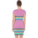 Easter Chevron Pattern Stripes Capsleeve Drawstring Dress  View2