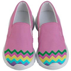 Easter Chevron Pattern Stripes Kids Lightweight Slip Ons by Hannah976