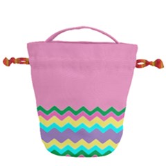 Easter Chevron Pattern Stripes Drawstring Bucket Bag by Hannah976