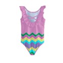 Easter Chevron Pattern Stripes Kids  Frill Swimsuit View2