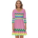 Easter Chevron Pattern Stripes Shoulder Cut Out Zip Up Dress View1