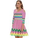 Easter Chevron Pattern Stripes Shoulder Cut Out Zip Up Dress View2