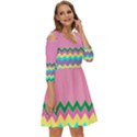 Easter Chevron Pattern Stripes Shoulder Cut Out Zip Up Dress View3