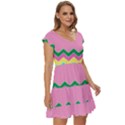 Easter Chevron Pattern Stripes Short Sleeve Tiered Mini Dress View3