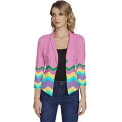 Easter Chevron Pattern Stripes Women s Casual 3/4 Sleeve Spring Jacket by Hannah976