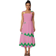 Easter Chevron Pattern Stripes Square Neckline Tiered Midi Dress by Hannah976