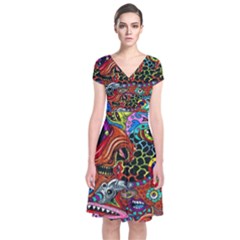 Vector Art Pattern - Short Sleeve Front Wrap Dress by Hannah976