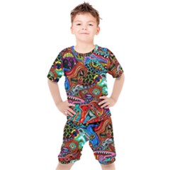 Vector Art Pattern - Kids  T-shirt And Shorts Set by Hannah976