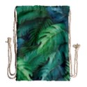 Tropical Green Leaves Background Drawstring Bag (Large) View1