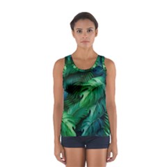 Tropical Green Leaves Background Sport Tank Top  by Hannah976