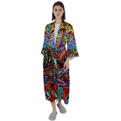 Vector Art Pattern - Maxi Satin Kimono by Hannah976