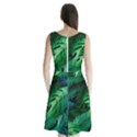 Tropical Green Leaves Background Sleeveless Waist Tie Chiffon Dress View2