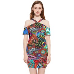 Vector Art Pattern - Shoulder Frill Bodycon Summer Dress by Hannah976