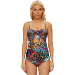 Vector Art Pattern - Knot Front One-piece Swimsuit