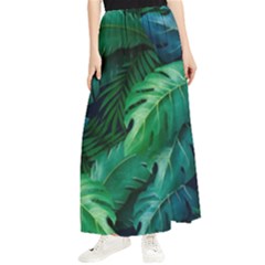 Tropical Green Leaves Background Maxi Chiffon Skirt by Hannah976