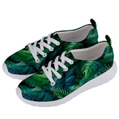 Tropical Green Leaves Background Women s Lightweight Sports Shoes by Hannah976