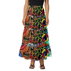 Vector Art Pattern - Tiered Ruffle Maxi Skirt by Hannah976