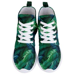 Tropical Green Leaves Background Women s Lightweight High Top Sneakers by Hannah976