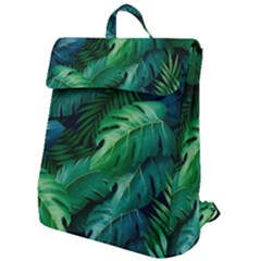 Tropical Green Leaves Background Flap Top Backpack by Hannah976