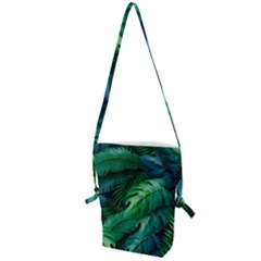 Tropical Green Leaves Background Folding Shoulder Bag by Hannah976