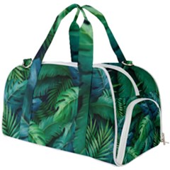 Tropical Green Leaves Background Burner Gym Duffel Bag by Hannah976