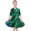 Tropical Green Leaves Background Kids  All Frills Chiffon Dress View1