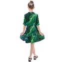 Tropical Green Leaves Background Kids  All Frills Chiffon Dress View2