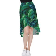 Tropical Green Leaves Background Frill Hi Low Chiffon Skirt by Hannah976