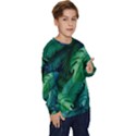 Tropical Green Leaves Background Kids  Crewneck Sweatshirt View3