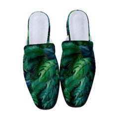 Tropical Green Leaves Background Women s Classic Backless Heels by Hannah976