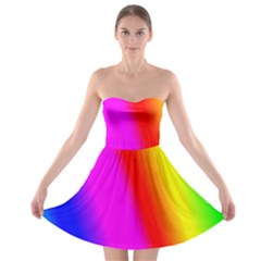 Multi Color Rainbow Background Strapless Bra Top Dress by Hannah976