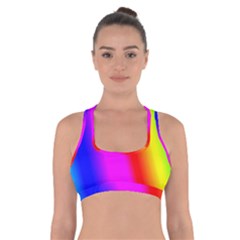 Multi Color Rainbow Background Cross Back Sports Bra by Hannah976