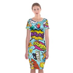 Comic Elements Colorful Seamless Pattern Classic Short Sleeve Midi Dress by Hannah976