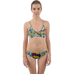 Comic Elements Colorful Seamless Pattern Wrap Around Bikini Set by Hannah976