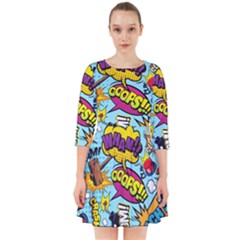 Comic Elements Colorful Seamless Pattern Smock Dress by Hannah976