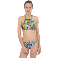 Comic Elements Colorful Seamless Pattern Halter Bikini Set by Hannah976