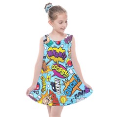 Comic Elements Colorful Seamless Pattern Kids  Summer Dress by Hannah976