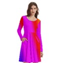 Multi Color Rainbow Background Long Sleeve Knee Length Skater Dress With Pockets View2