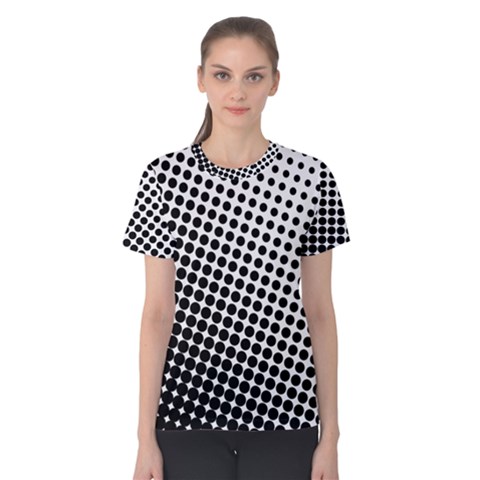 Background-wallpaper-texture-lines Dot Dots Black White Women s Cotton T-shirt by Hannah976