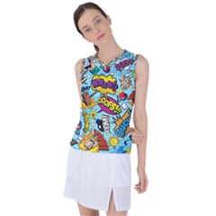 Comic Elements Colorful Seamless Pattern Women s Sleeveless Sports Top by Hannah976